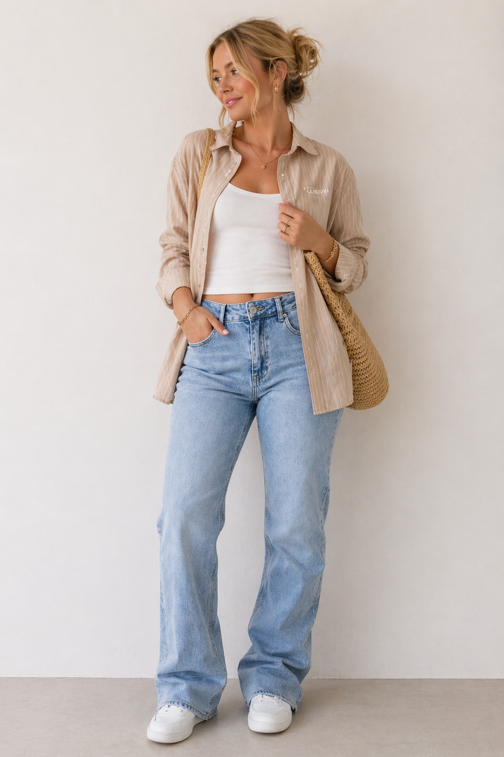 Leah jeans med medium talje lang model - stretch
