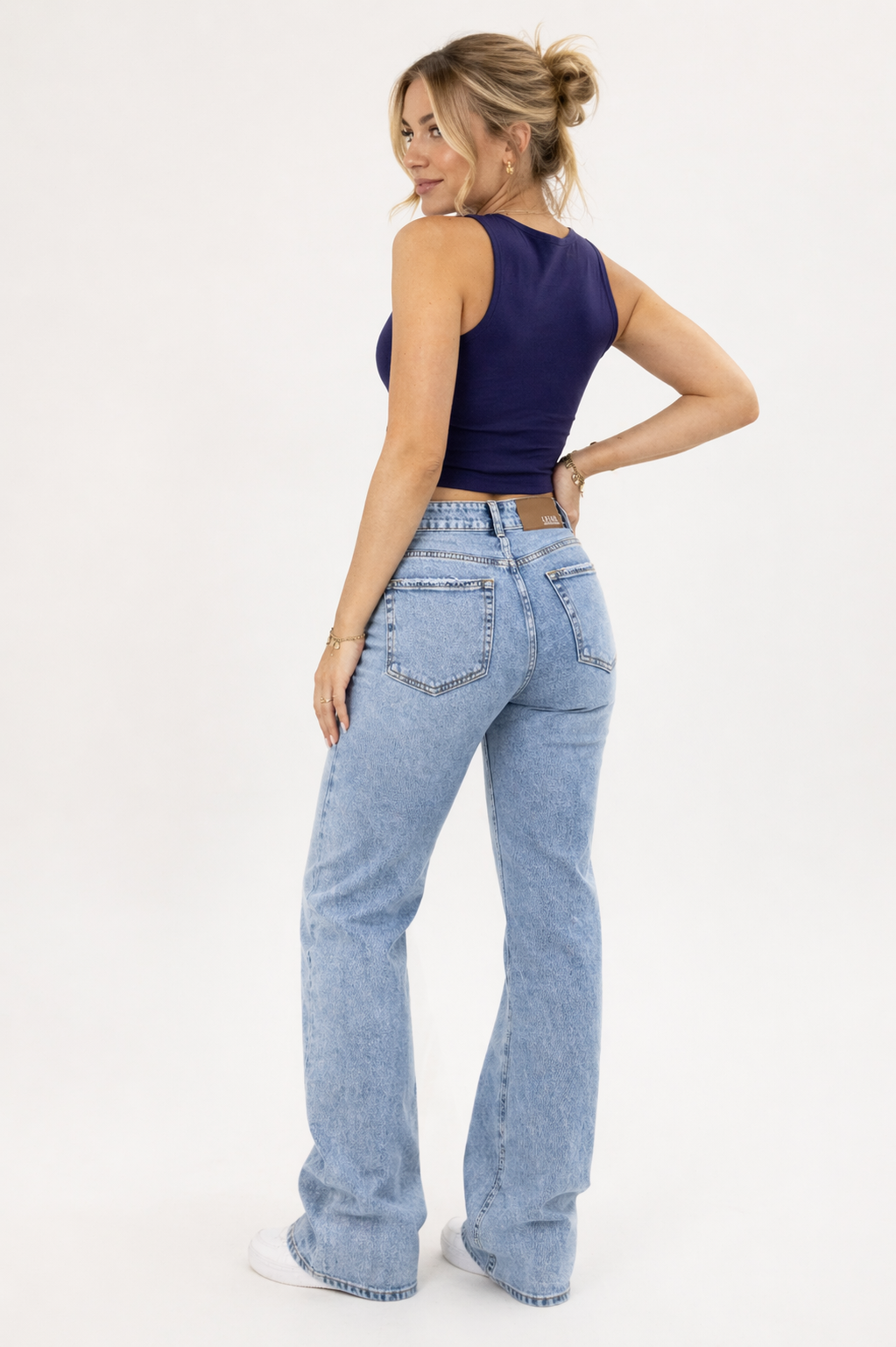Leah jeans med medium talje lang model - stretch