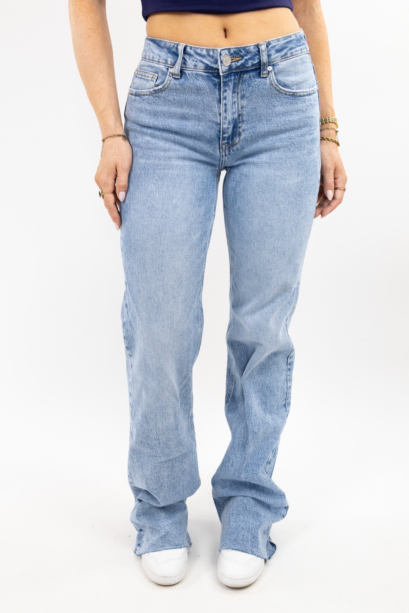 Leah jeans med medium talje lang model - stretch