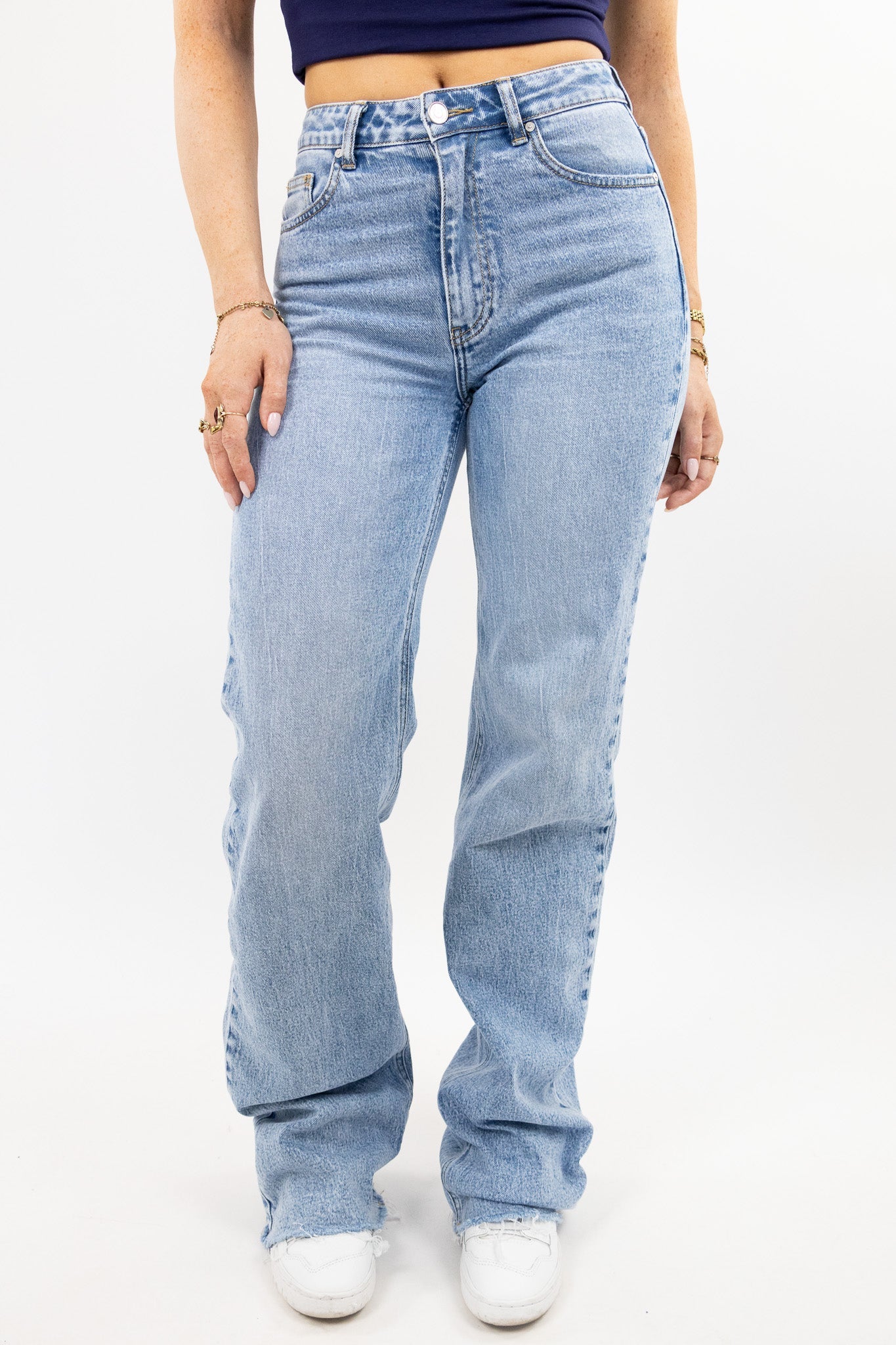 Leah wide leg-jeans til høje - med stretch